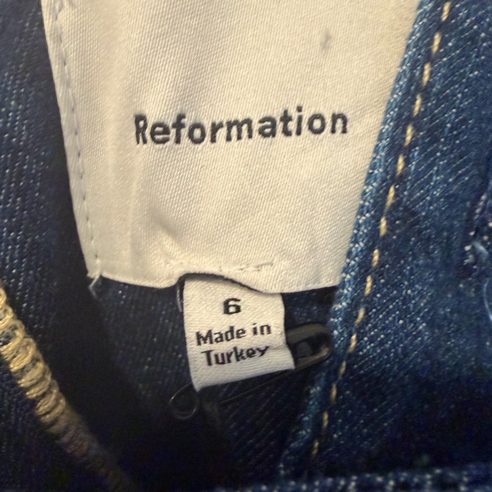 Reformation Tagliatelle Denim Midi Dress Blue Size 6 NEW - Picture 10 of 12
